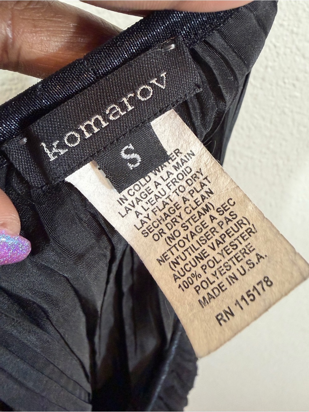 Komarov Black Midi Skirt Size S Pleated Lace Panel Dark Romance Goth Feminine - Picture 6 of 7